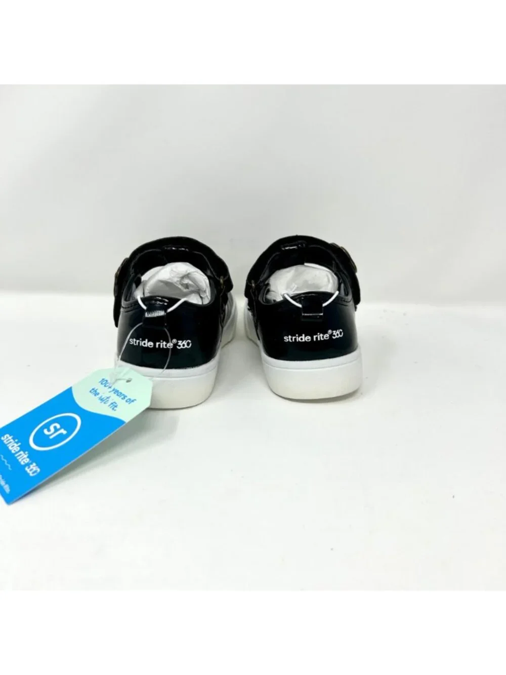Stride Rite 360 Gia Black Patent Leather Mary Jane Flats Girls 7M Floral Buckle